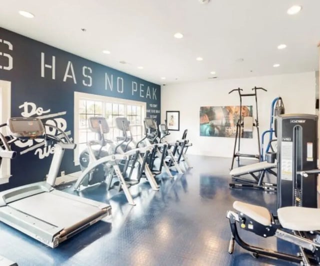 Treadmills ellipticals weight machines gym playing area at The Hamptons Statesboro in Statesboro Student Accommodation
