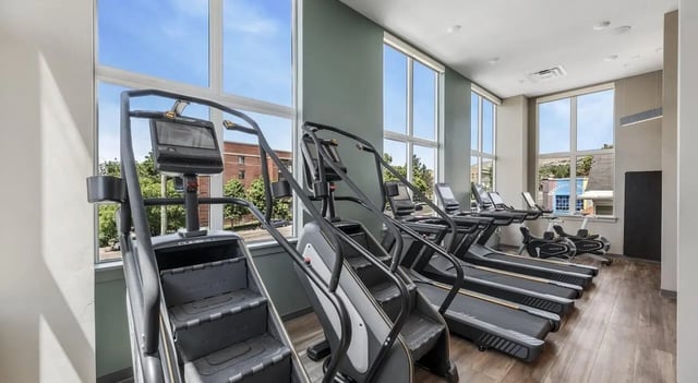 Stair climbers treadmills stationary bikes gym at Unite Student Housing in Salt Lake City Student Accommodation
