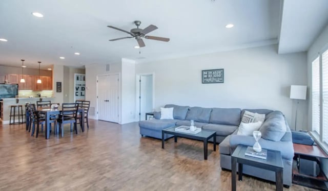 Sofa coffee tables and dining set living room at Archstone Luxury Apartments in Gainesville Student Accommodation