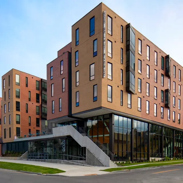 Modern student housing buildings exterior exterior at 505 on Walnut Apartments in Syracuse Student Accommodation