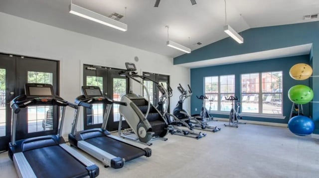 Treadmills stair climber exercise bikes fitness balls gym at Cape Trails in Cape Girardeau Student Accommodation