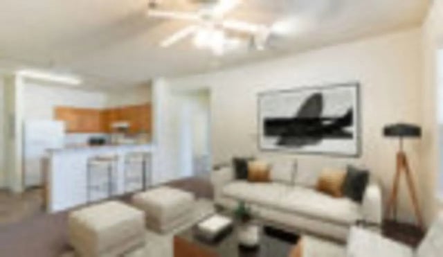 Sofa ottoman art and kitchen living room at Cape Trails in Cape Girardeau Student Accommodation