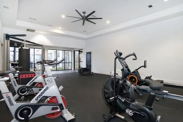 Spinning bikes air bike punching bag gym at The Domain at Columbia in Columbia Student Accommodation
