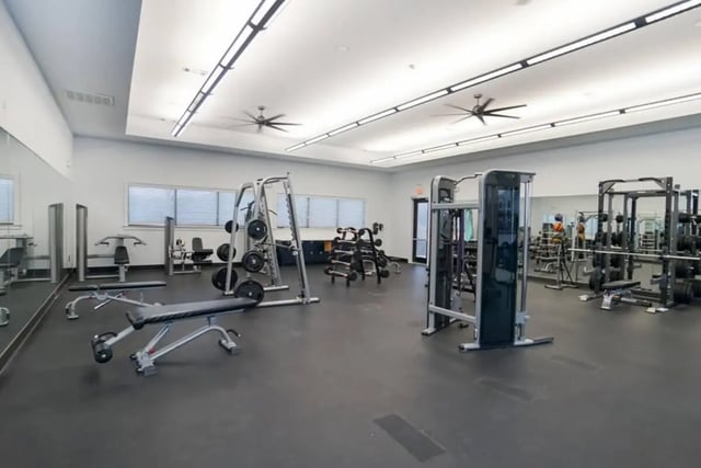 Weight machines benches and weight racks gym at The Domain at Columbia in Columbia Student Accommodation