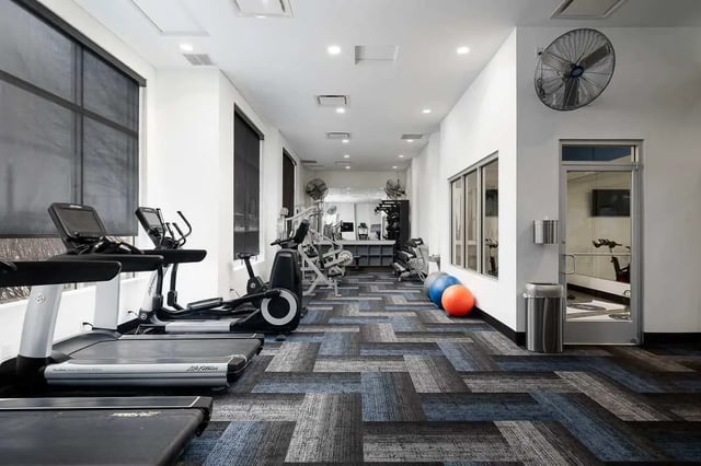 Treadmills ellipticals exercise balls fitness gym at The Lex in Lexington Student Accommodation