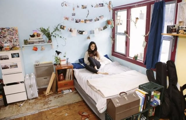 Student bedroom with bed window and desk Bedroom at Berkeley Student Cooperative - Affordable Student Housing Co-op in Berkeley Student Accommodation