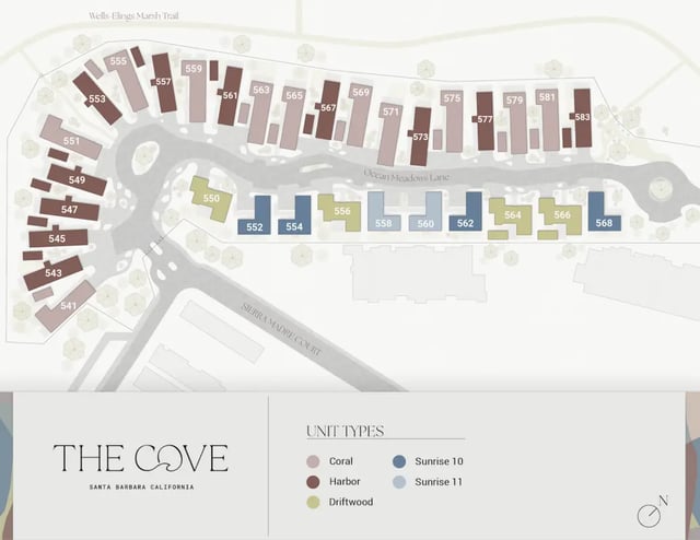 Campus map with building layouts and unit types at The Cove Santa Barbara in Isla Vista Student Accommodation