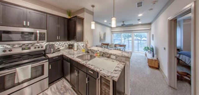 Kitchen living room and bedroom of apartment at Cascades Luxury Apartments in Gainesville Student Accommodation