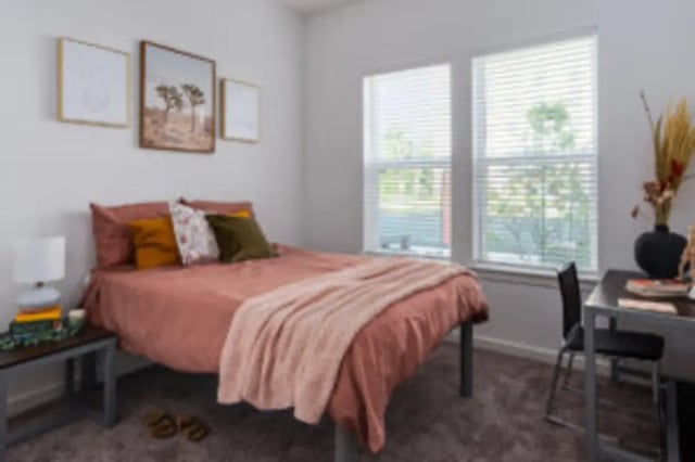 Bed desk artwork and window Bedroom at Anthem House in Gainesville Student Accommodation