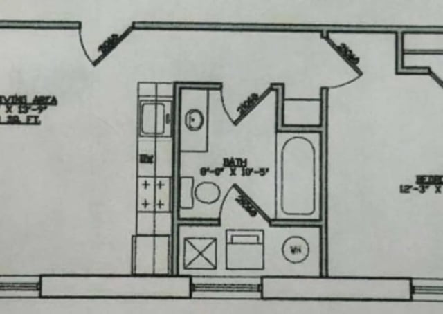 Sink toilet bathtub and washing machine floor plan at Metro Towers in Morgantown Student Accommodation