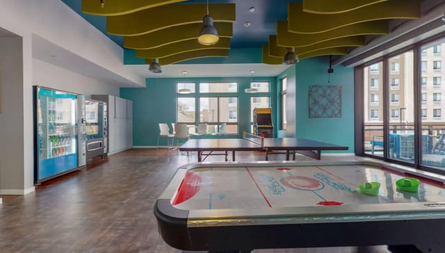 Air hockey table ping pong table vending machines common area at Auden Albany in Albany Student Accommodation