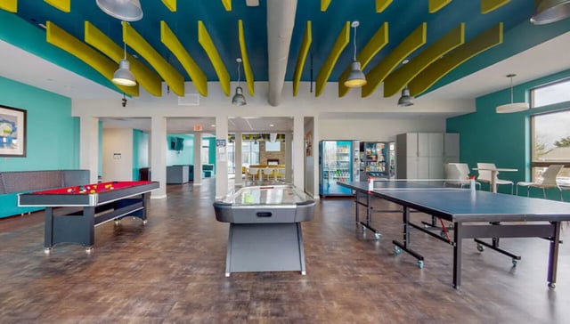 Pool table air hockey ping pong tables living room at Auden Albany in Albany Student Accommodation