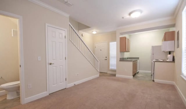 Toilet stairs white doors kitchen exterior at Heritage Oaks Luxury Apartments in Gainesville Student Accommodation