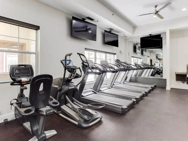 Treadmills elliptical and exercise bike gym at University Commons