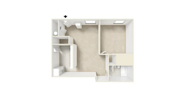 Floor plan with sink toilet and shower bathroom at Sutton Court in State College Student Accommodation