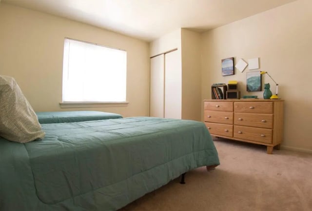 Two beds dresser and wall art bedroom at Sutton Court in State College Student Accommodation