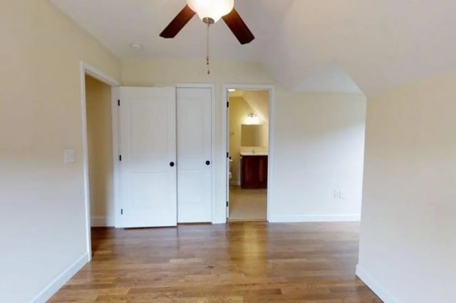 Ceiling fan white doors view of bathroom bedroom at Forrest Edge Townhomes in Boone Student Accommodation