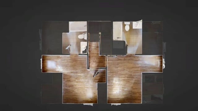 Two bathrooms and living areas floor plan at Forrest Edge Townhomes in Boone Student Accommodation