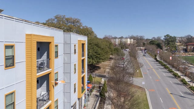 Balconies windows building exterior and street exterior at Plaza One 89 in Clemson Student Accommodation