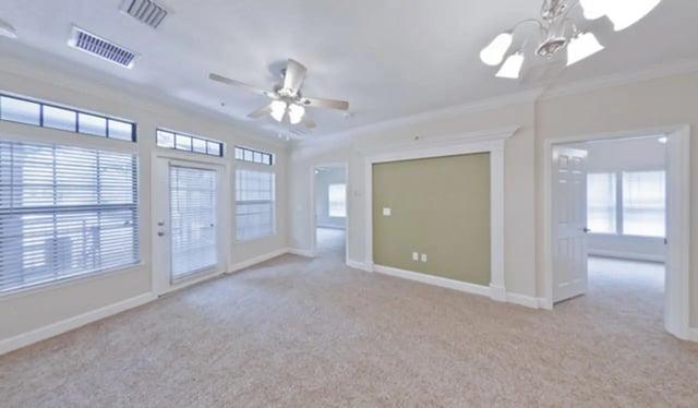 Carpeted living area with ceiling fans living room at Stratford Court Luxury Apartments in Gainesville Student Accommodation