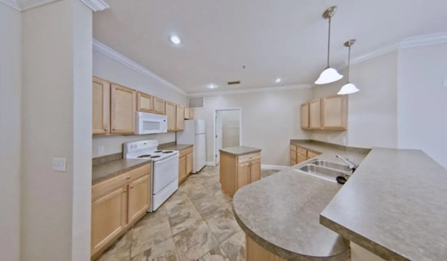 kitchen with cabinets stove microwave refrigerator and island kitchen at Stratford Court Luxury Apartments in Gainesville Student Accommodation