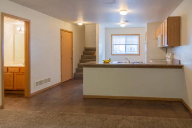 Kitchen counter with sink and bananas kitchen. at Conifer Creek Townhomes in Allendale Student Accommodation
