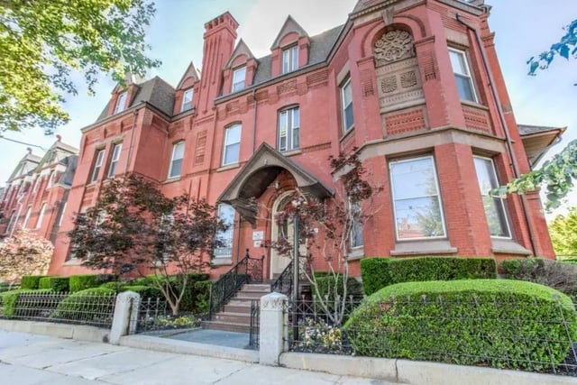 Red brick building with arched doorway and steps Exterior at Campus Apartments Philadelphia in Philadelphia Student Accommodation