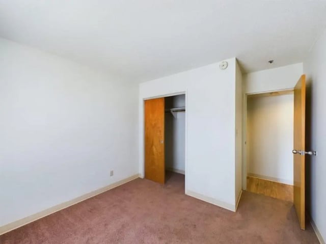 Closets with wooden doors tan carpet bedroom at Chesterfield Apartments Muncie in Muncie Student Accommodation