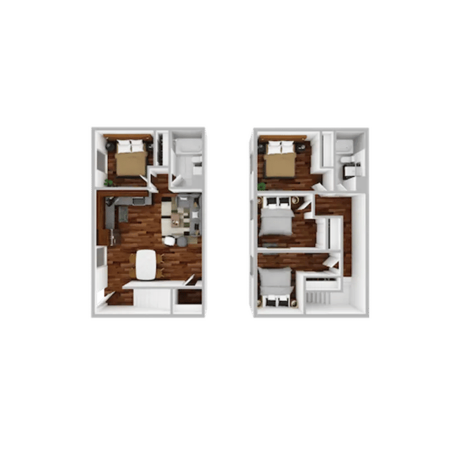 Floor plan with bedrooms kitchen living room bathroom floor plan at Campustown in Ames Student Accommodation