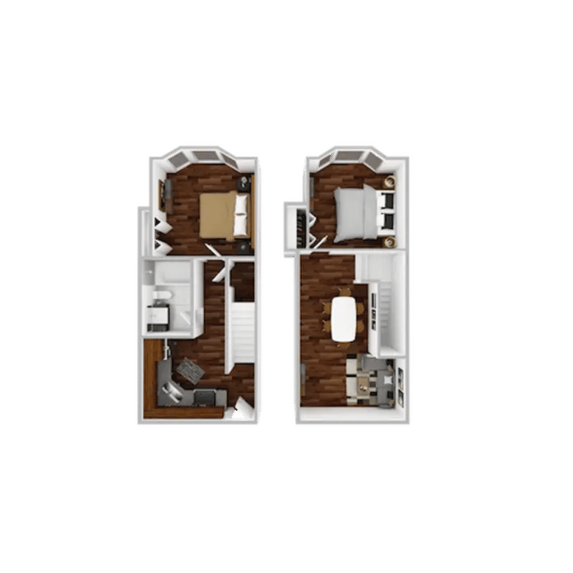 Bedrooms bathroom kitchen living area floor plan at Campustown in Ames Student Accommodation