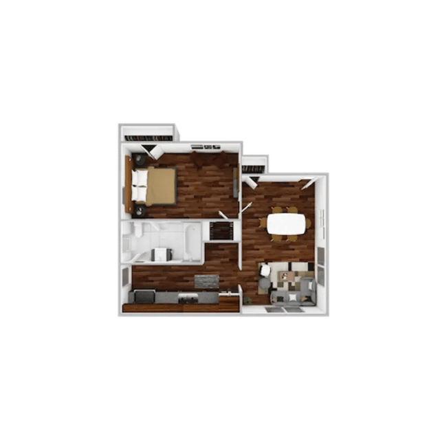 Bedroom bathroom kitchen living room floor plan at Campustown in Ames Student Accommodation