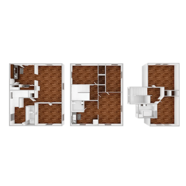 Floor plans showing kitchen bathroom and rooms floor plans at Campustown in Ames Student Accommodation
