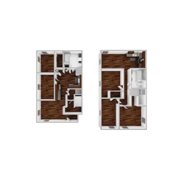Floor plan with multiple bedrooms and bathrooms layout at Campustown in Ames Student Accommodation