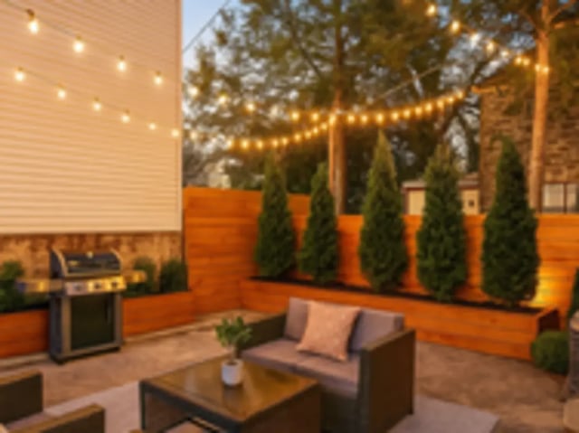 Grill sofa coffee table outdoor area exterior at Art Sharm Living in Philadelphia Student Accommodation