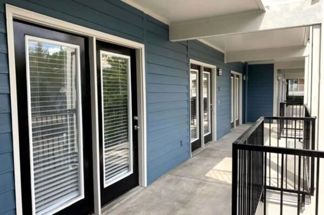 Balcony with doors and windows exterior at Altura Student Living in Tallahassee Student Accommodation