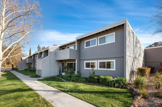 Apartment buildings with balconies and walkways exterior at Aggie Square Apartments in Davis Student Accommodation