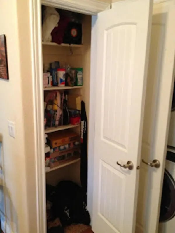 Shelves with items open closet storage area at City Creek Manor in Salt Lake City Student Accommodation
