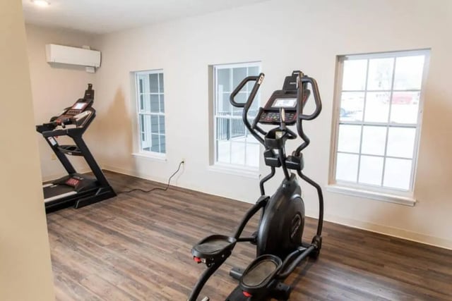 Treadmill elliptical and air conditioner gym area at 120 Flats in West Lafayette Student Accommodation