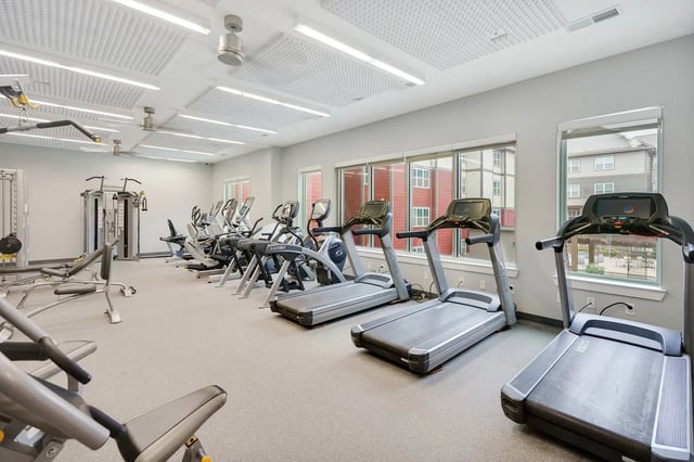 Treadmills ellipticals weight machines gym equipment gym at The Bloc in Lubbock Student Accommodation