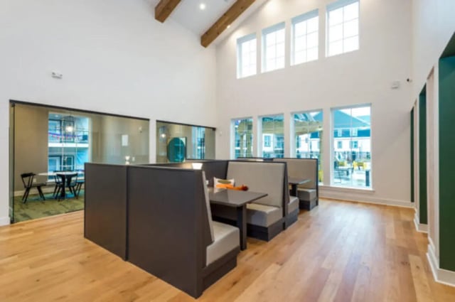 Booth seating with tables lounge area at The Husk and The Helm in Cullowhee Student Accommodation