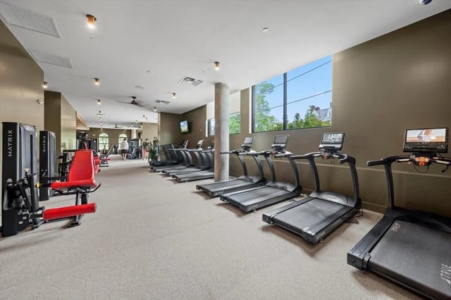 Treadmills and weight machines gym at Landmark Apartments in College Park Student Accommodation