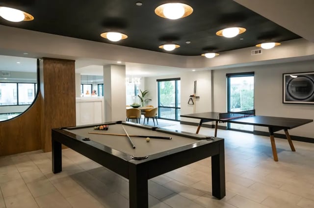 Billiard table and ping pong table playing area at Aperture in Orlando Student Accommodation