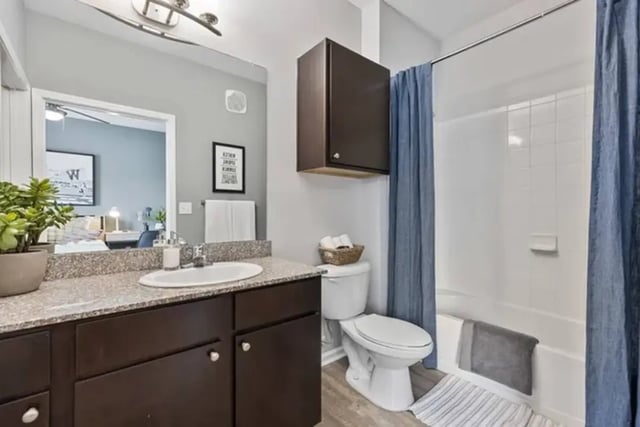 Sink toilet shower and vanity Bathroom at Domain at Town Centre Apartments in Morgantown, WV in Morgantown Student Accommodation