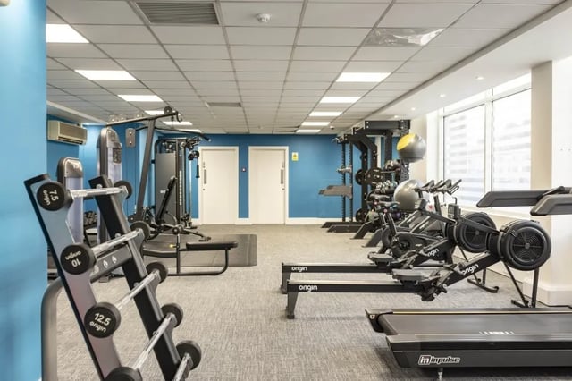 Dumbbells rowers treadmills and weight machines gym at Albert Court in Liverpool Student Accommodation