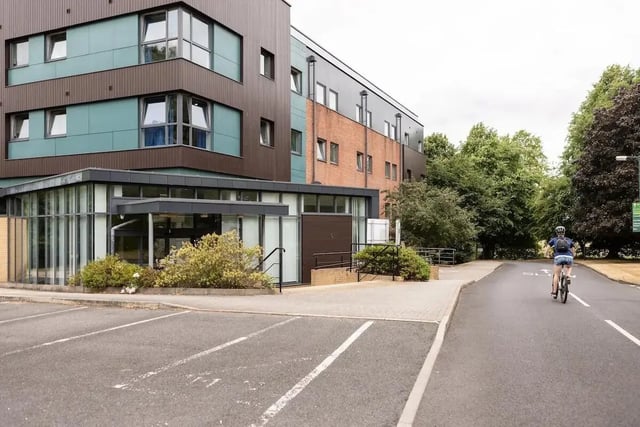 Modern student building with glass entrance exterior at Bonington Student Village in Loughborough Student Accommodation