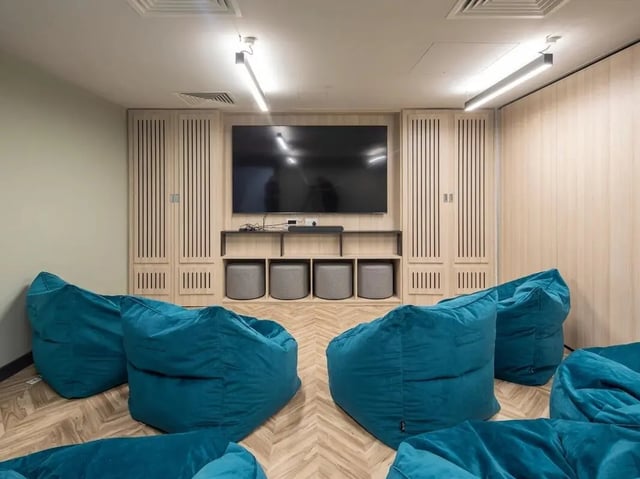 Bean bags and television in a common room at Norton's Student Living in Edinburgh Student Accommodation