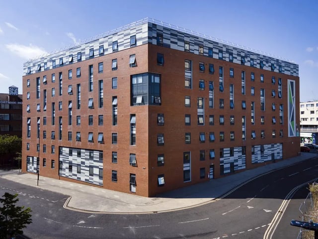 Red brick building with modern facade and windows exterior at Turner Court in Newcastle Upon Tyne Student Accommodation