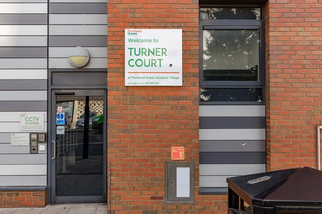 Entrance sign on brick wall exterior at Turner Court in Newcastle Upon Tyne Student Accommodation