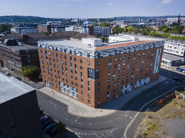 Brick building with many windows exterior at Turner Court in Newcastle Upon Tyne Student Accommodation