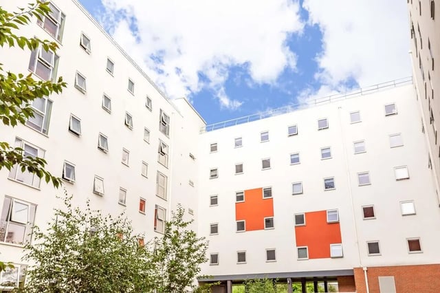 White building with many windows exterior at Bryson Court in Newcastle Upon Tyne Student Accommodation